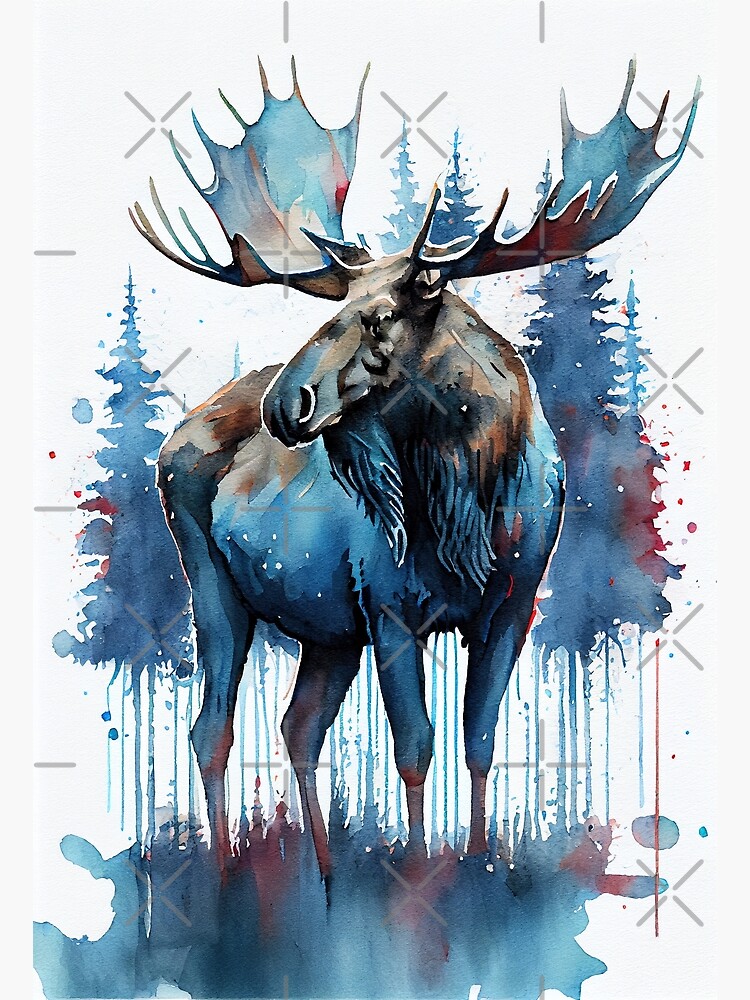 Illustration Moose, water color painting