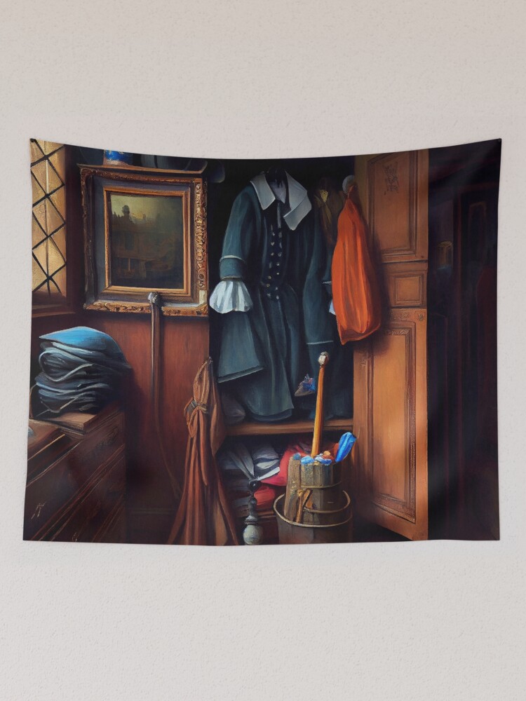 Thumbnail 2 von 3, Wandbehang, Oil Painting of a Victorian Wardrobe Digital Painting designt und verkauft von CodeAndColors.