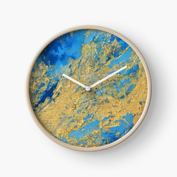 Gold and Blue Abstract Clock