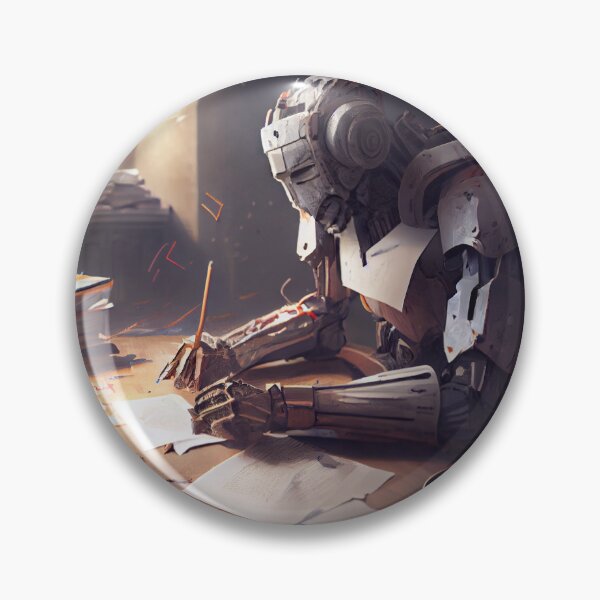 Artikelvorschau, Bright Hopeful Robot Writing Digital Painting entworfen und verkauft von CodeAndColors.