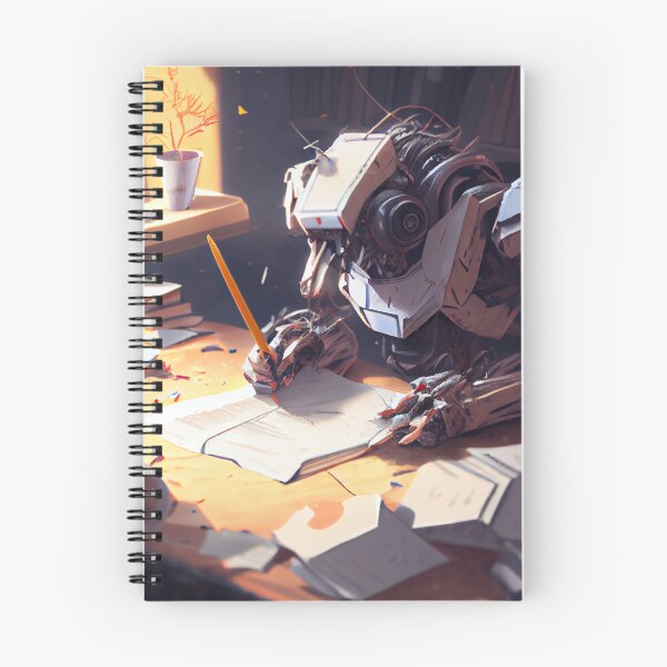 Item preview, Abstract Robot Author Working on a New Article Digital Painting designed and sold by CodeAndColors.
