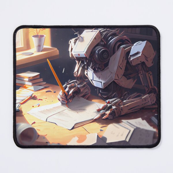 Artikelvorschau, Abstract Robot Author Working on a New Article Digital Painting entworfen und verkauft von CodeAndColors.