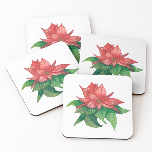 Item preview, Poinsettia flowers watercolor  designed and sold by altairaleon.