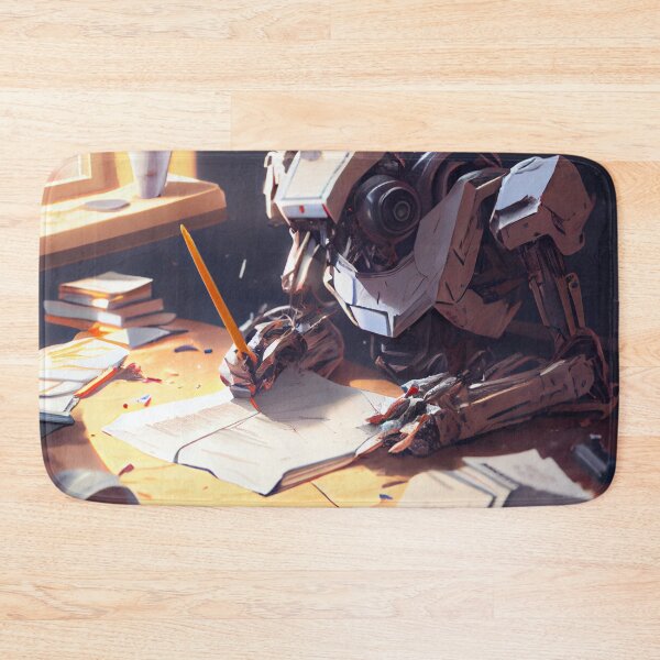 Item preview, Abstract Robot Author Working on a New Article Digital Painting designed and sold by CodeAndColors.