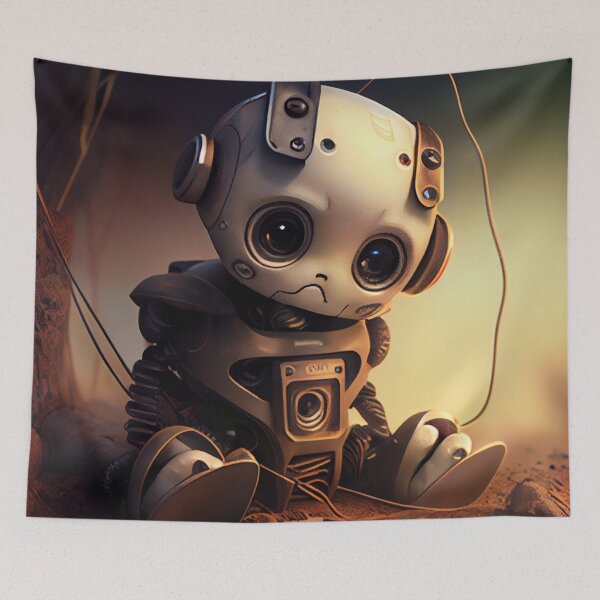 Artikelvorschau, Sad Cute Baby Robot Digital Painting entworfen und verkauft von CodeAndColors.