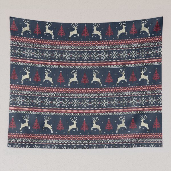 Item preview, STYLISH KNIT NORDIC PATTERN WITH DEERS IN BLUE designed and sold by Phanya-Style.