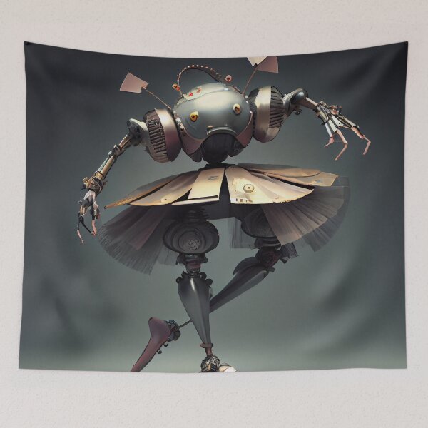 Item preview, Small Robot Dancer Posing Digital Painting designed and sold by CodeAndColors.