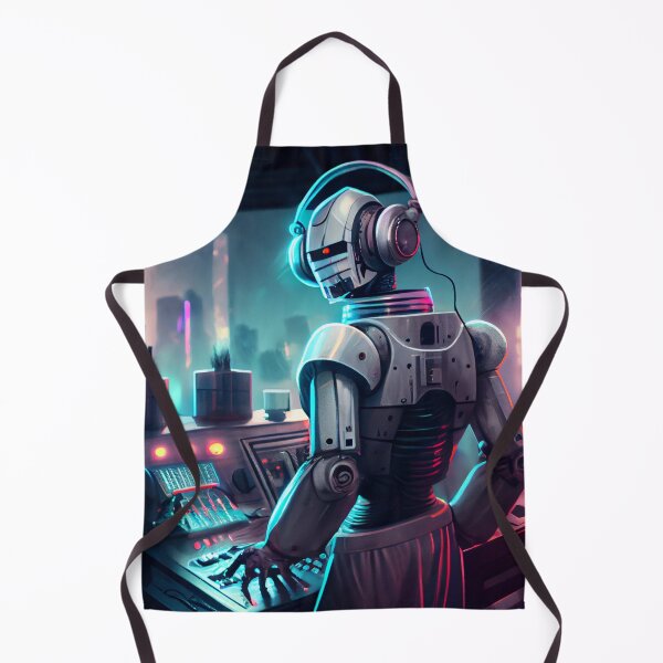 Item preview, Bright Cyberpunk Robot DJ Nightclub Digital Painting designed and sold by CodeAndColors.