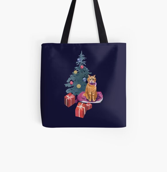 Christmas with a cat All Over Print Tote Bag