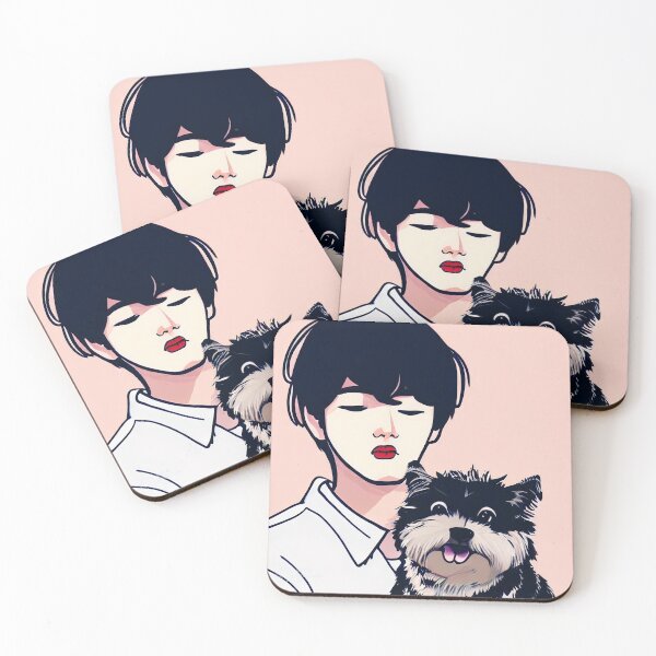 Item preview, Cool Illustration Of Kim Taehyung With A Cute Dog designed and sold by Kodexstore.