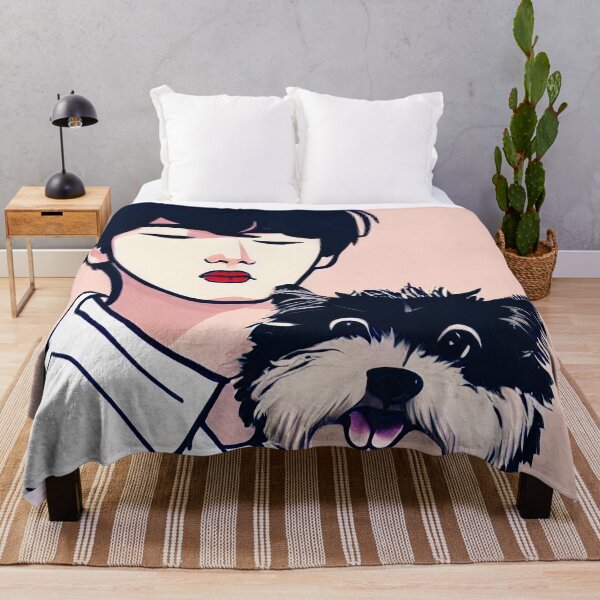 Item preview, Cool Illustration Of Kim Taehyung With A Cute Dog designed and sold by Kodexstore.