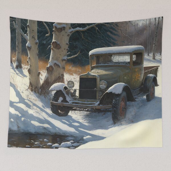 Item preview, Winter Pickup Truck #7, a perfect gift for all American Hot Rod fans designed and sold by RodZnRoll.