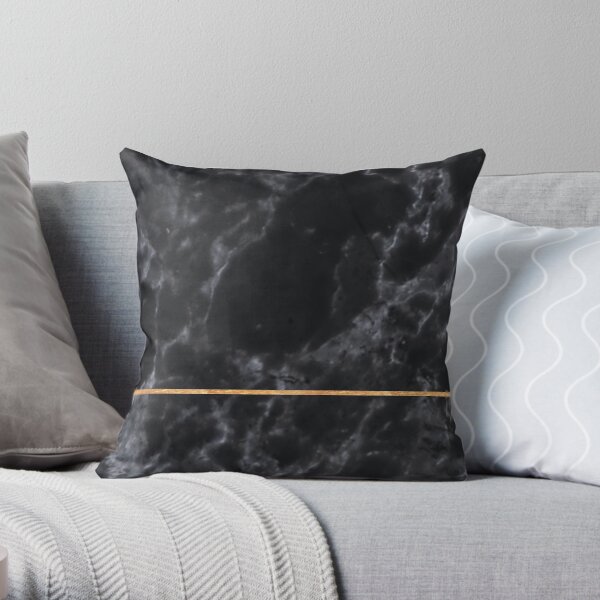BLACK MARBLE GOLD STRIPE MINIMALIST Throw Pillow
