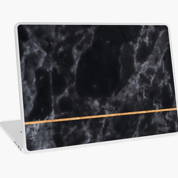 BLACK MARBLE GOLD STRIPE MINIMALIST Laptop Skin