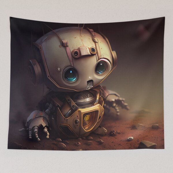 Item preview, Futuristic Cute Baby AI Robot Digital Painting designed and sold by CodeAndColors.