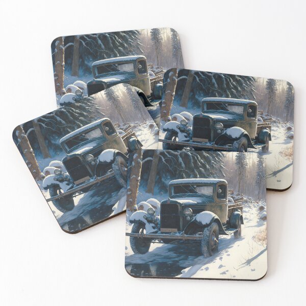 Item preview, Winter Pickup Truck #9, a perfect gift for all American Hot Rod fans designed and sold by RodZnRoll.