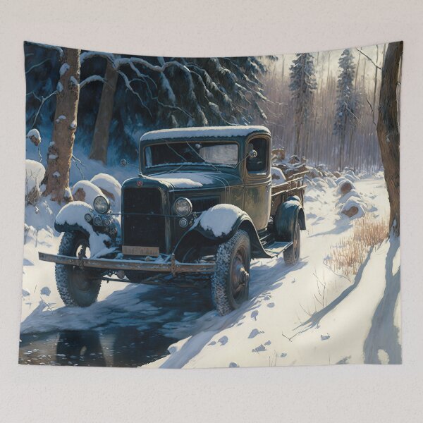 Item preview, Winter Pickup Truck #9, a perfect gift for all American Hot Rod fans designed and sold by RodZnRoll.