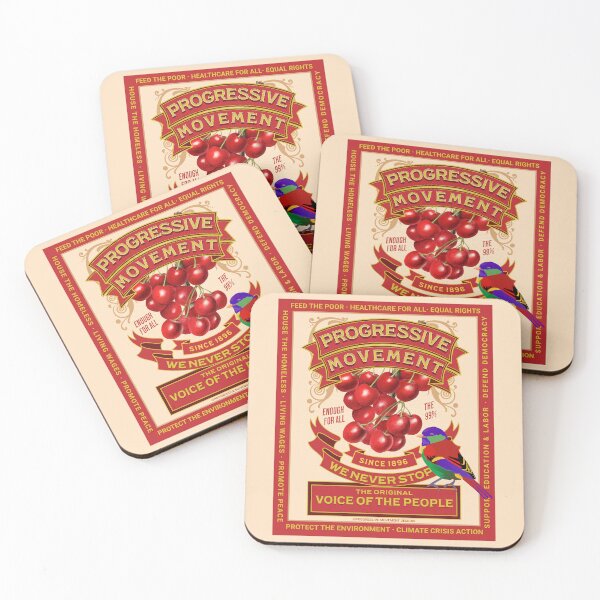 Item preview, PMD00133 Progressive Movement Designs Enough For All cherry red vintage style with rainbow bird for progressives designed and sold by ProgressiveLeft.