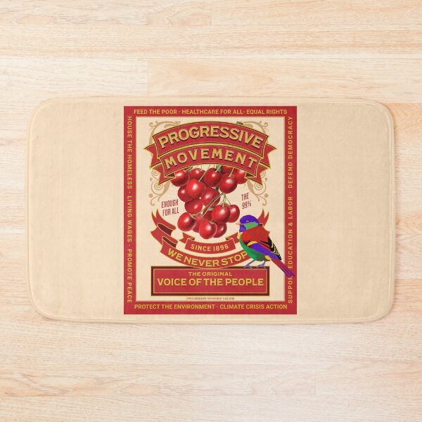 Item preview, PMD00133 Progressive Movement Designs Enough For All cherry red vintage style with rainbow bird for progressives designed and sold by ProgressiveLeft.