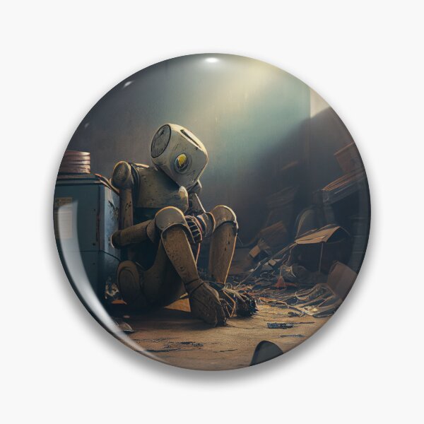 Artikelvorschau, Tall Robot Humanoid Trapped In a Cluttered Room Digital Painting entworfen und verkauft von CodeAndColors.