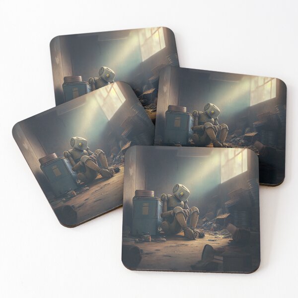 Item preview, Tall Robot Humanoid Trapped In a Cluttered Room Digital Painting designed and sold by CodeAndColors.
