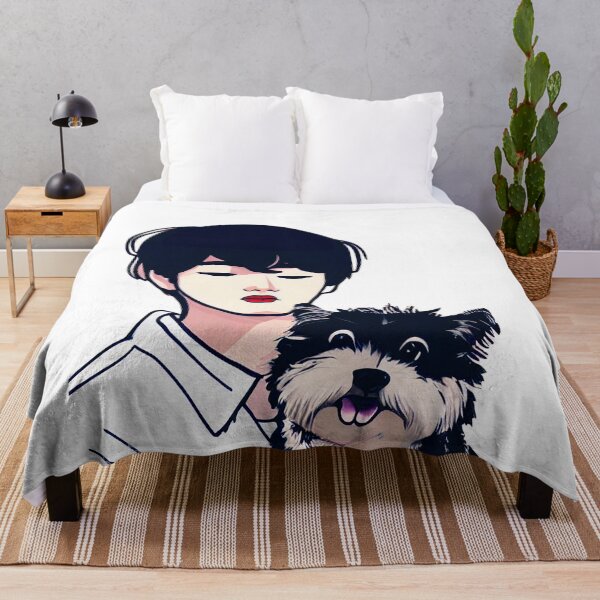 Item preview, Cool Illustration Of Kim Taehyung With A Cute Dog designed and sold by Kodexstore.