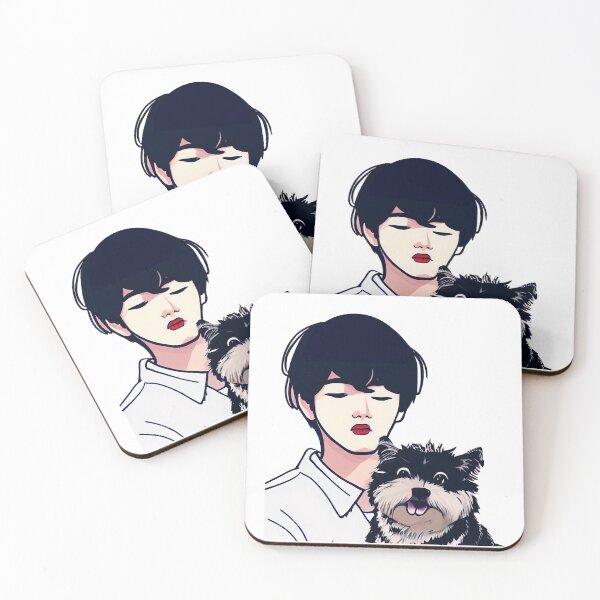 Item preview, Cool Illustration Of Kim Taehyung With A Cute Dog designed and sold by Kodexstore.