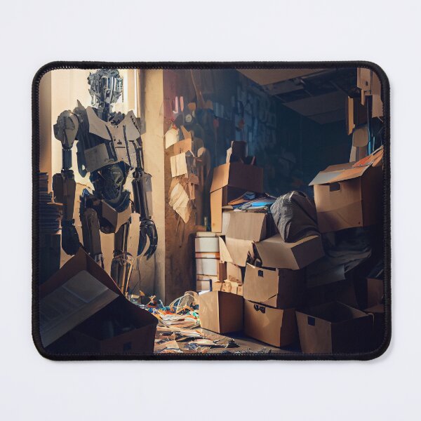 Item preview, Bright Robot Standing Alone in a Cluttered Room Digital Painting designed and sold by CodeAndColors.