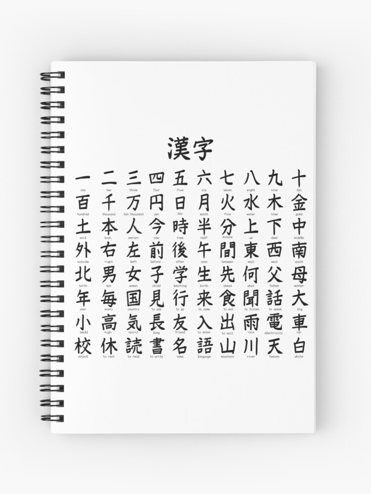 Kanji Chart Start White Spiral Notebook For Sale By Kanjisetas Redbubble