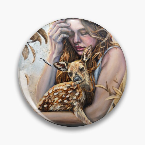 Item preview, Woman holds a fawn designed and sold by AmandaFineArt.