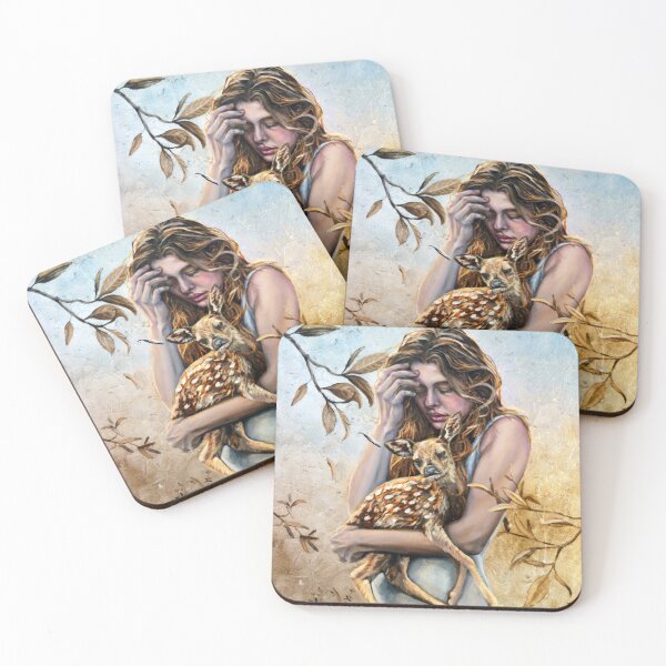 Item preview, Woman holds a fawn designed and sold by AmandaFineArt.