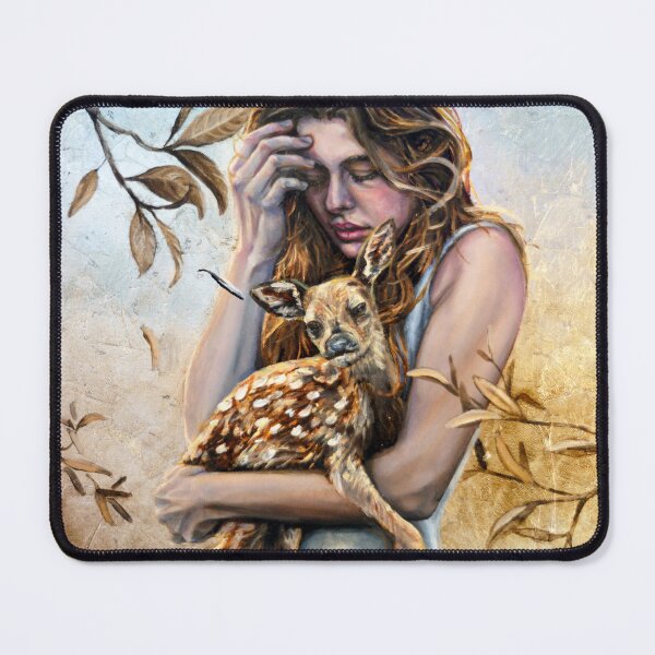 Item preview, Woman holds a fawn designed and sold by AmandaFineArt.