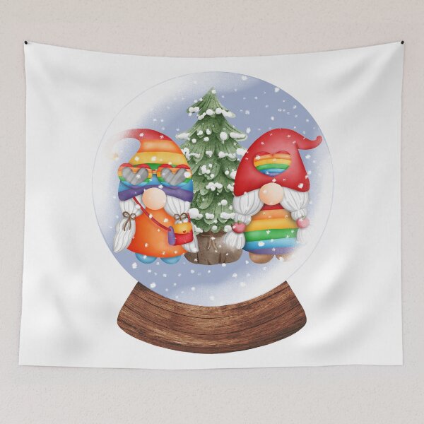 Item preview, Winter Snow Globe Pride LGBT Gnome Lesbian Couple waiting for Christmas (2) designed and sold by TasimaDesign.
