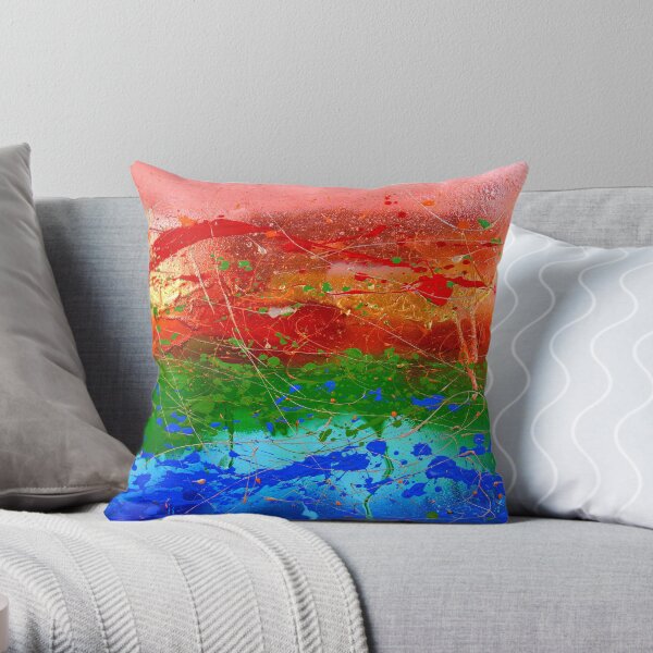 Rainbow Abstract Throw Pillow