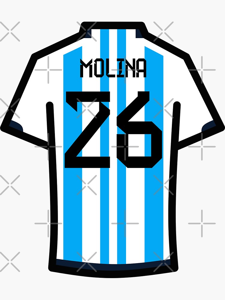 Molina #26 ARG Blue White 22 Football Jersey Sticker for Sale by  Millustgfx