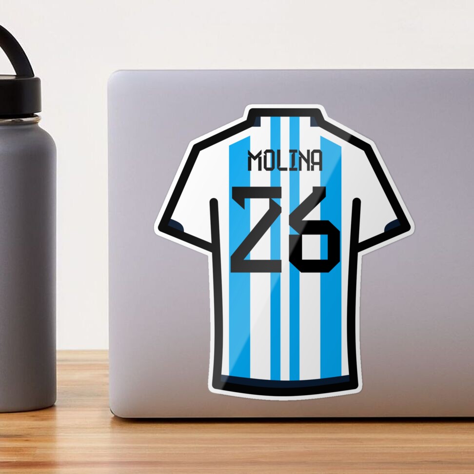 Molina #26 ARG Blue White 22 Football Jersey Sticker for Sale by  Millustgfx