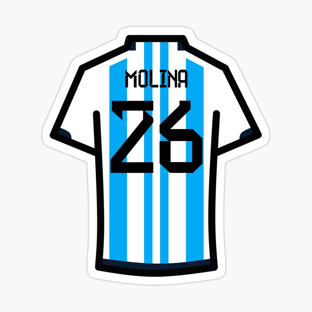 Molina #26 ARG Blue White 22 Football Jersey Sticker for Sale by  Millustgfx