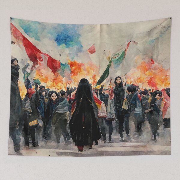 Item preview, Anti hijab and anti government protests in Iran - women protesting designed and sold by justinasv775.