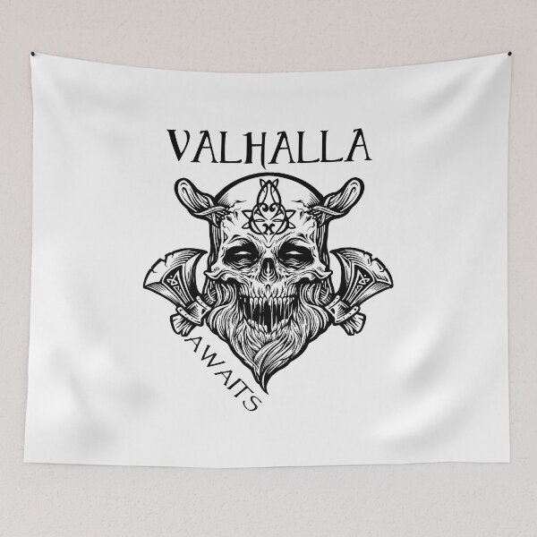Item preview,   Valhalla Awaits - Vikings Warrior Black and White designed and sold by Georgy09.