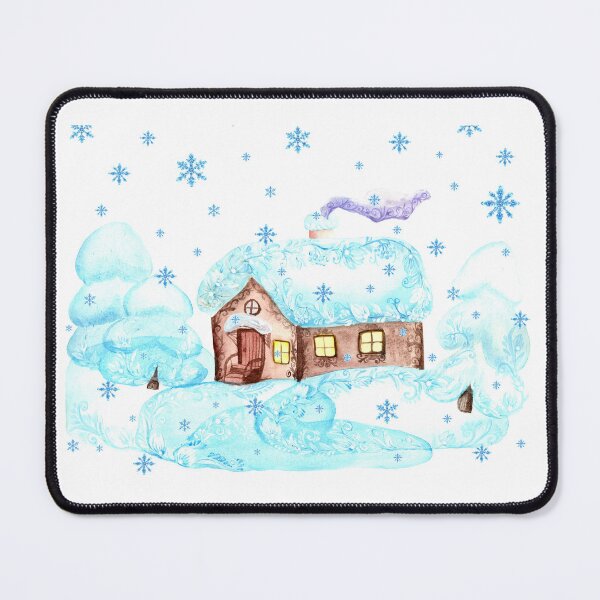 Item preview, Watercolor house and Christmas trees in snow seamless pattern transparent background pattern Christmas pattern cute pattern designed and sold by Sunflower-7.