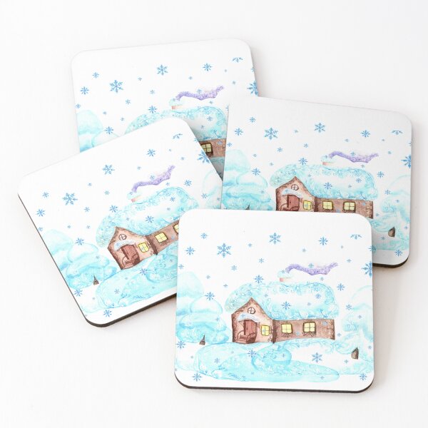 Item preview, Watercolor house and Christmas trees in snow seamless pattern transparent background pattern Christmas pattern cute pattern designed and sold by Sunflower-7.