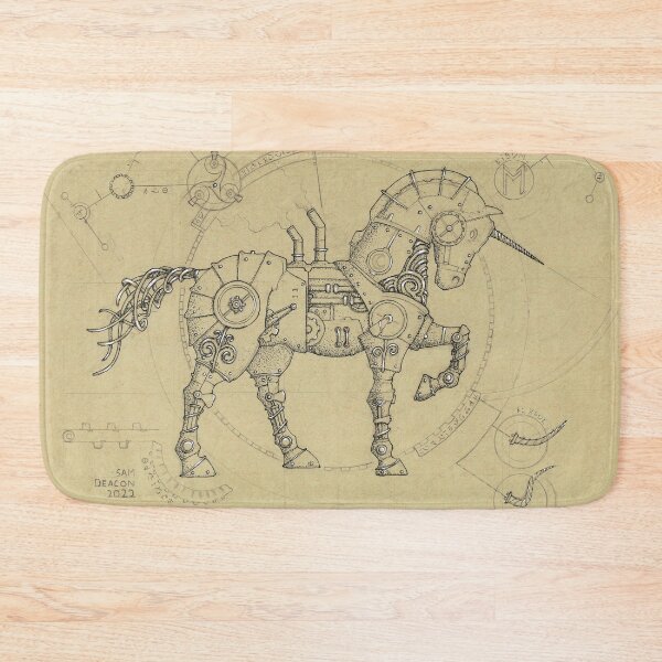 Item preview, Steampunk Unicorn Artwork (Ink Illustration) designed and sold by Sam Deacon Art.