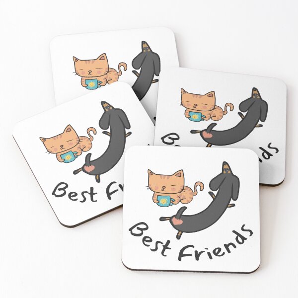Item preview, Best Friends - Orange Cat and Dachshund - Doxie and Kitten Cartoony designed and sold by SayWhatYouFeel.