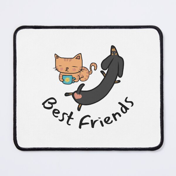 Item preview, Best Friends - Orange Cat and Dachshund - Doxie and Kitten Cartoony designed and sold by SayWhatYouFeel.
