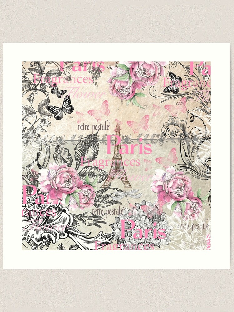 Shabby chic grunge pink floral pattern Art Board Print for Sale by  Kicksdesign