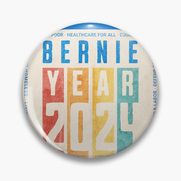 Aperçu de l'œuvre PMD00135 Progressive Movement Designs Bernie Sanders 2024 Arc-en-ciel sur bleu pour les progressistes créée et vendue par ProgressiveLeft.