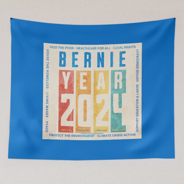 Artikelvorschau, PMD00135 Progressive Movement Designs Bernie Sanders 2024 Regenbogen auf Blau für Progressive entworfen und verkauft von ProgressiveLeft.