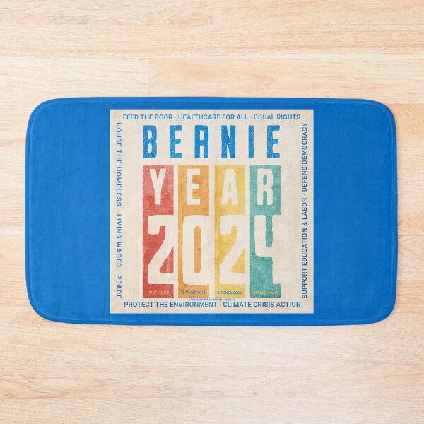 Aperçu de l'œuvre PMD00135 Progressive Movement Designs Bernie Sanders 2024 Arc-en-ciel sur bleu pour les progressistes créée et vendue par ProgressiveLeft.
