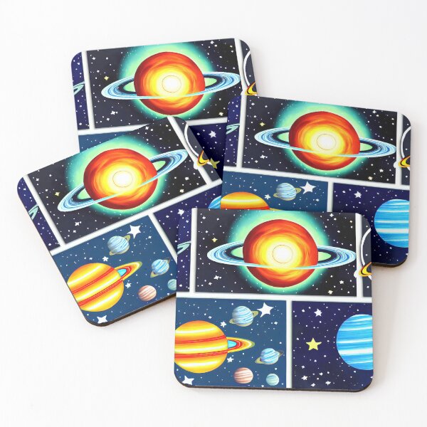 Item preview, Colourful planets and stars digital illustrations designed and sold by Graphics By Craig.