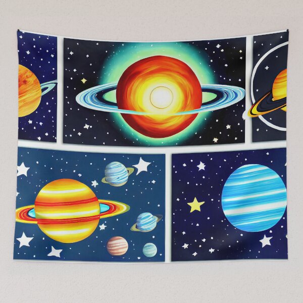 Item preview, Colourful planets and stars digital illustrations designed and sold by Graphics By Craig.